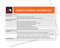 A list of data sources used in the America's Rental Housing 2022 report